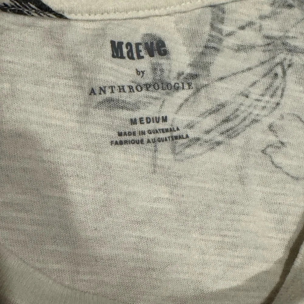 Anthropologie Maeve Caitlin Floral Black And White Long Sleeve Crewneck Top Med - Picture 3 of 4